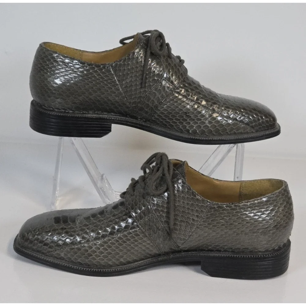 Genuine Snake Skin Shoes Mens 7 Giorgio Brutini Private Collection Gray‎ Oxford